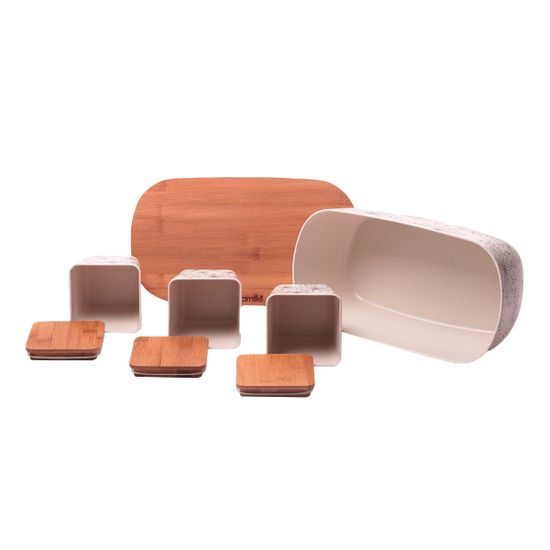 Хлебница с бамбуковой крышкой Kamille KM-1131 с 3 емкостями для сыпучих продуктов