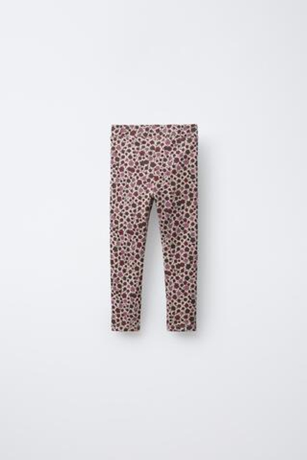 ZARA ЛЕГИНСЫ В РУБЧИК С ПРИНТОМ, ТЕМНО-СЛИВОВЫЙ