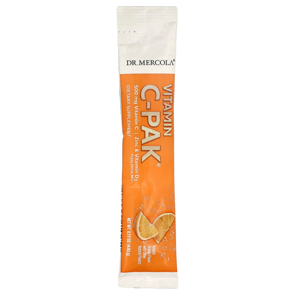 Dr. Mercola, Vitamin C-PAK®, со вкусом натурального апельсина, 30 пакетиков по 4,93 г (0,17 унции)