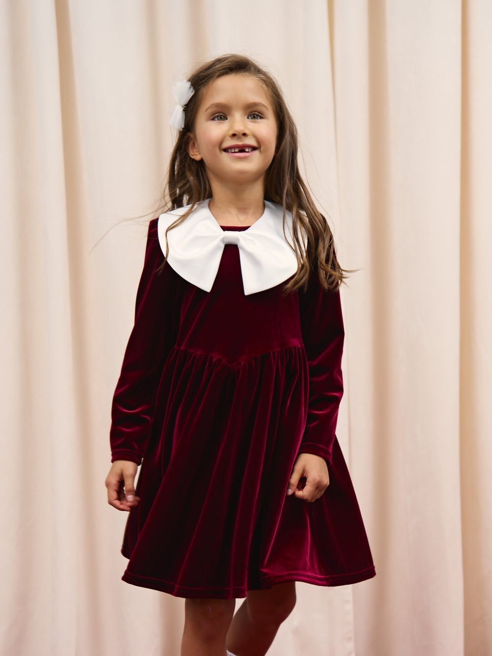 Платье бархатное с фонариками "Вишневый джем"