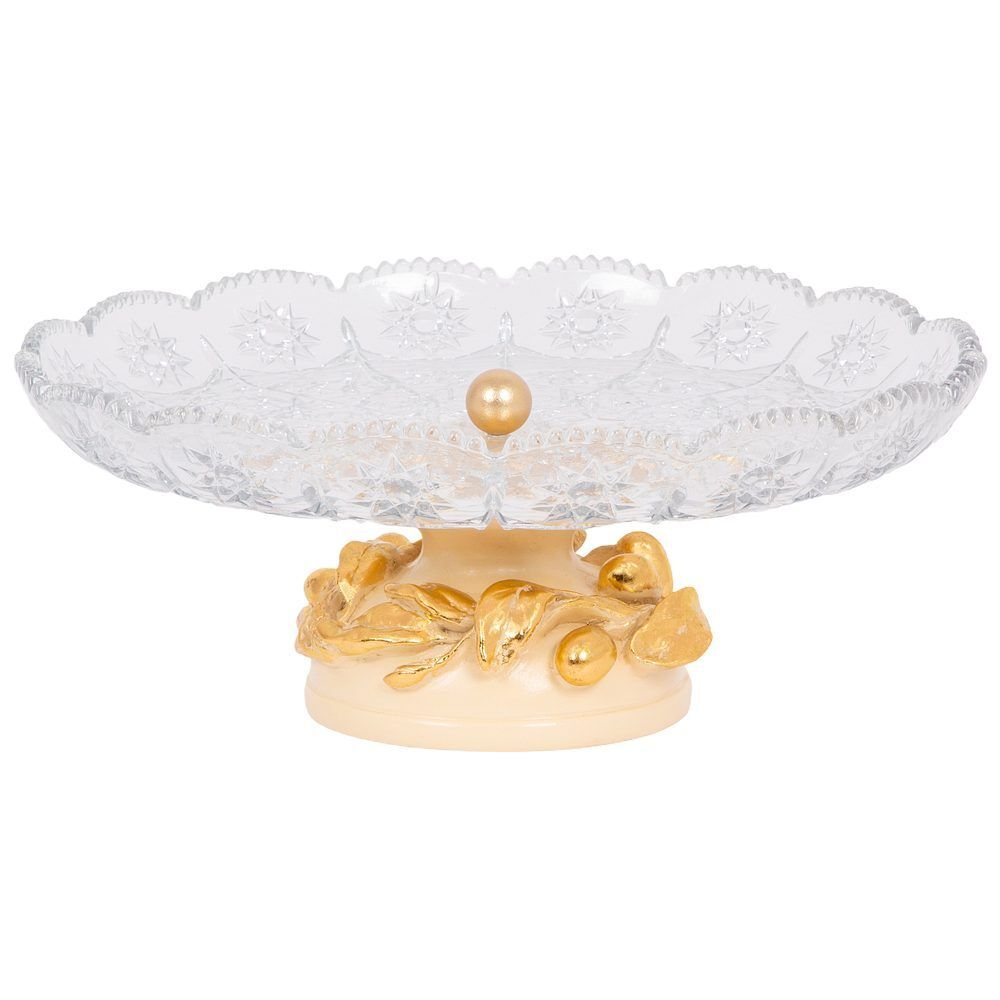 Фруктовница-конфетница Oliva Branch (Олива Бранч) со стеклянной чашей 1257 Айвори