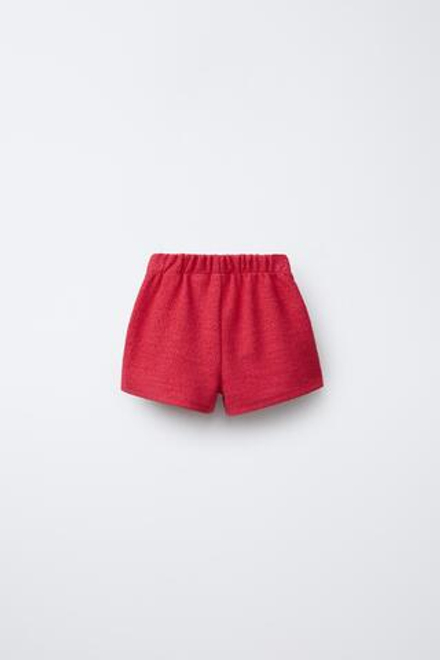 ZARA ЮБКА-ШОРТЫ ИЗ РЕЛЬЕФНОЙ ТКАНИ С БАНТОМ, КРАСНЫЙ