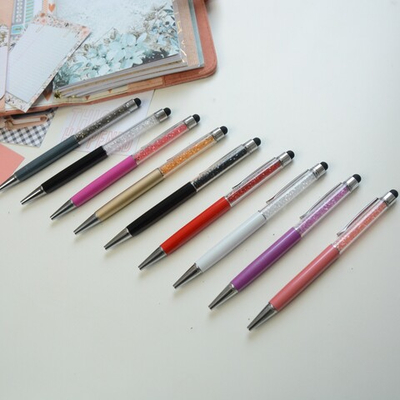 Ручка шариковая, со стразами и стилусом, цвет в ассортименте