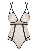 Эффектное боди Nudelia с двойными бретелями (Размер: S-M) (Цвет: телесный с черным)