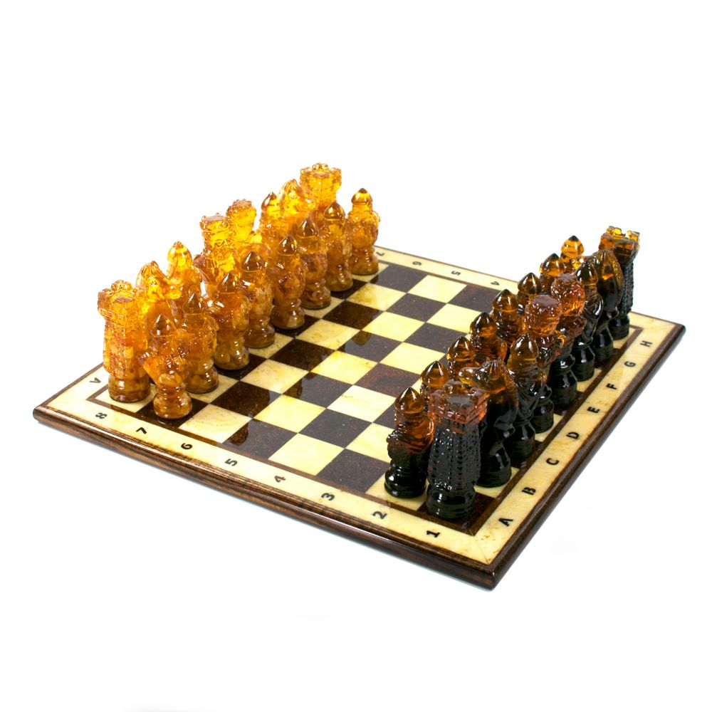 Янтарные шахматы &quot;Сказка&quot; 35 на 35 см