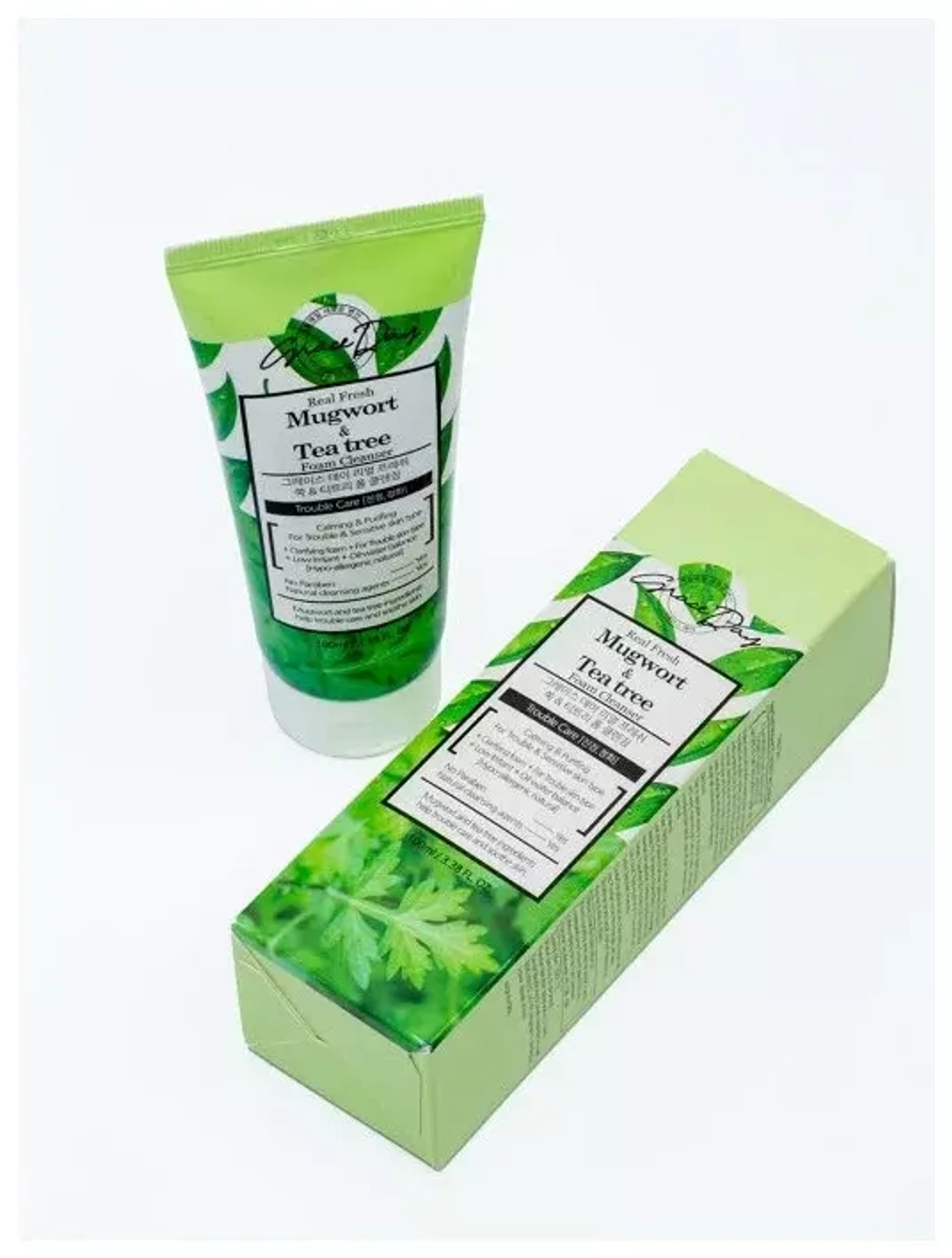 Пенка для умывания с экстрактами полыни и чайного дерева Graceday real fresh mugwort & tea tree foam cleanser (100мл)