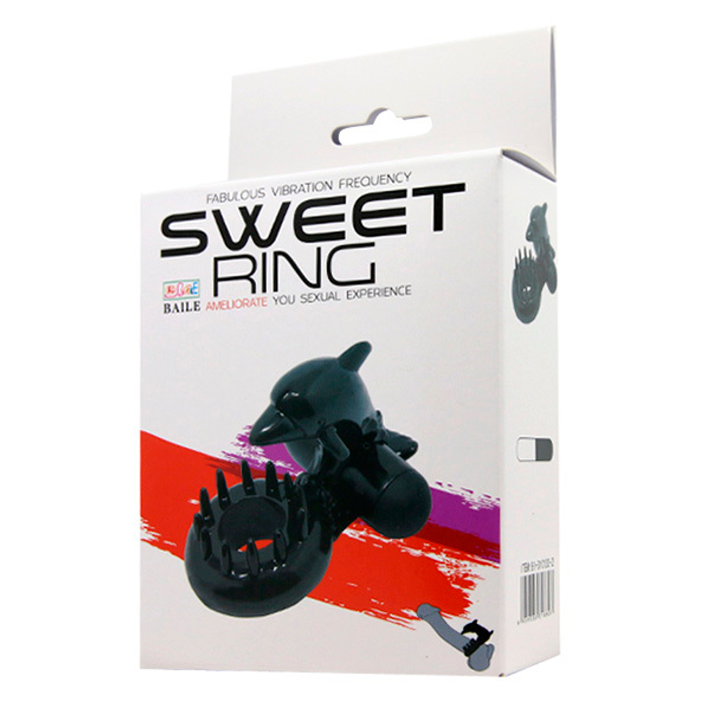 Чёрное эрекционное виброкольцо-дельфин 3,8см Baile Sweet Ring BI-010133-2