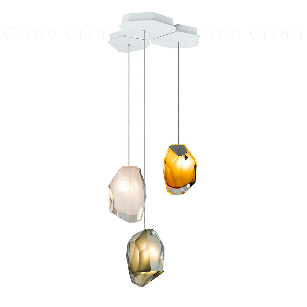 Подвесной светильник Cloyd VARELL P1 / шир. 20 см - хром - серое стекло (арт.11660)