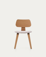 Стул Gena из бежевого шенилла с каркасом из шпона дуба и каучукового дерева