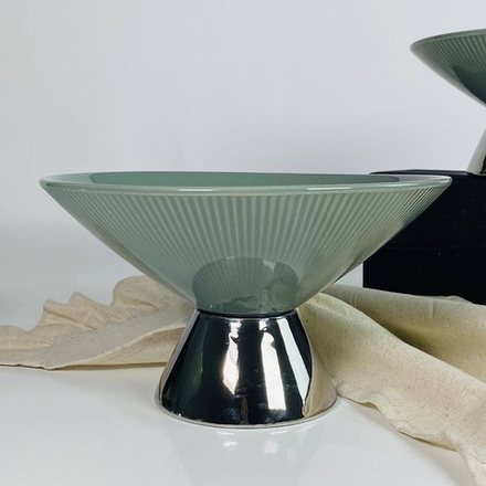 Lenardi 163-014 Фруктовница 22,5х13см на ножке MULTICOLOR в под.уп.(х12)Фарфор