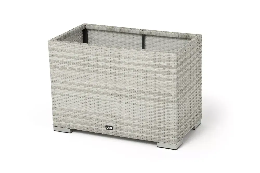 "Лунго" кашпо для цветов большое плетеное из искусственного ротанга, цвет бежевый