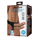 Темно-бежевый фаллопротез для двойного проникновения - 17,5 см.