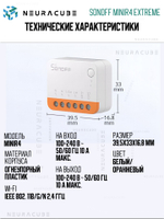 WiFi Реле Sonoff MINIR4 Extreme, 10А/2200Ватт (Работает с Алисой)
