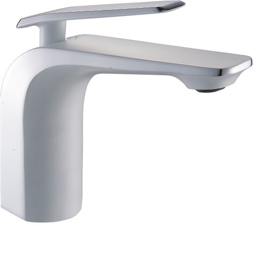 67-6-038 Смеситель латунь однорычаж. для мойки, гайка, белый мат,керамич. картридж 35мм, D87-110137W