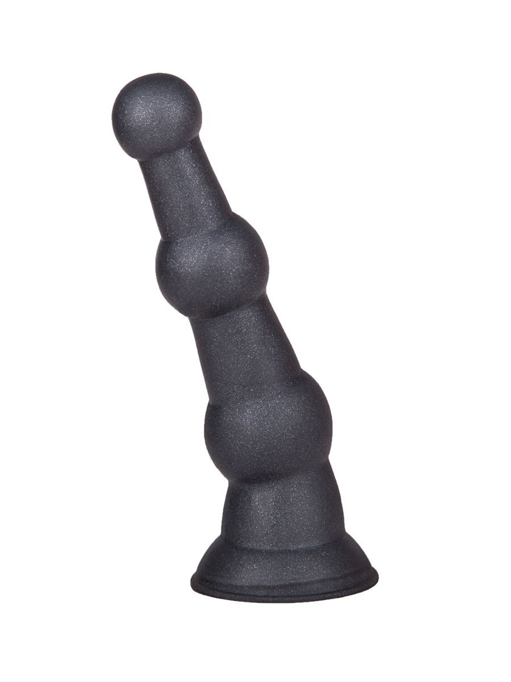 Анальная пробка платинового цвета с изгибом - 15 см. (Цвет: черный)