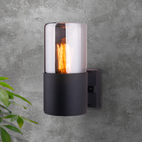 Уличный настенный светильник 35125/U Roil чёрный/дымчатый плафон