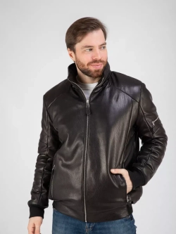 Куртка зимняя кожаная с капюшоном пуховик