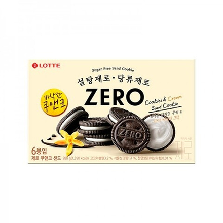 Печенье без сахара ZERO Cookies&Cream Sand Cookies (Лотте ЮКорея) 288г