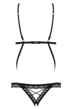 Эротичное боди со вставкой из кружева (Размер: S-M) (Цвет: черный)