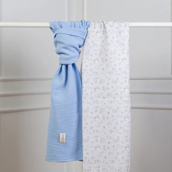 Набор муслиновых пеленок Lollycottons Кролик Лаппин, Голубой