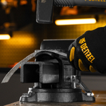 Тиски слесарные BVH-100, 100 мм, поворотные, стальная направляющая, с наковальней //Denzel