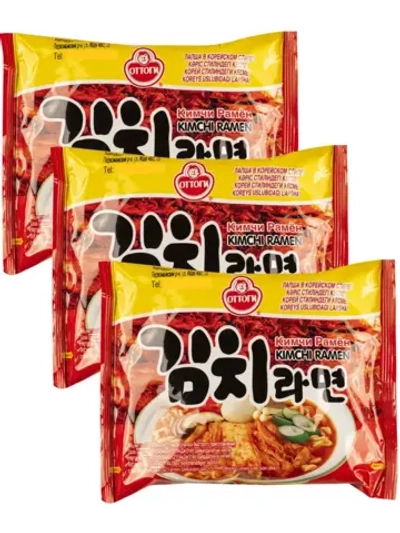 Лапша Kimchi Ramen Оттоги со вкусом кимчи 120 г * 3 шт