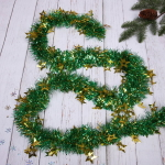 Мишура 2м 8см «Звезда», Зеленый/золото