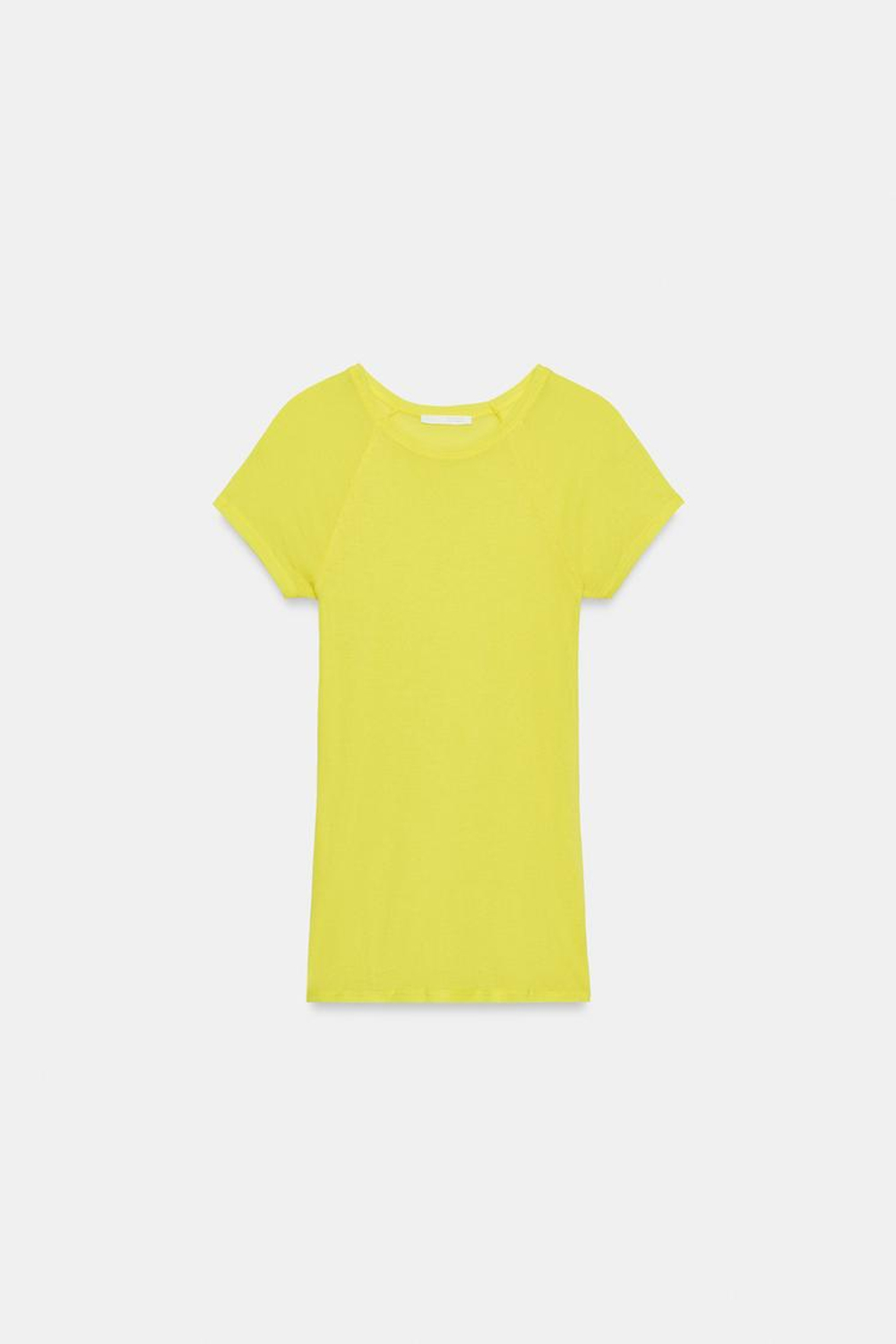 ZARA ФУТБОЛКА SUPIMA® С КОРОТКИМИ РУКАВАМИ, ЖЕЛТЫЙ