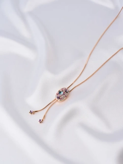 Колье-галстук Звездное небо с подвесками и фиолетовыми кристаллами Swarovski