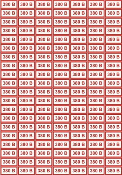 Набор наклеек на розетки "380В", 140 шт., 3х1,5 см.