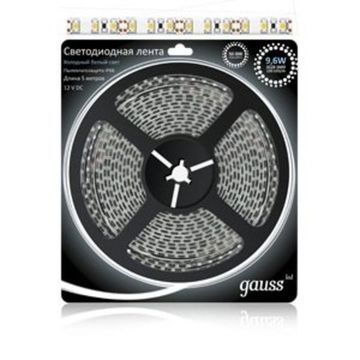 Лента Gauss LED 2835/120-SMD 9.6W  12V DC холодный белый IP66 (блистер 5м) 311000310