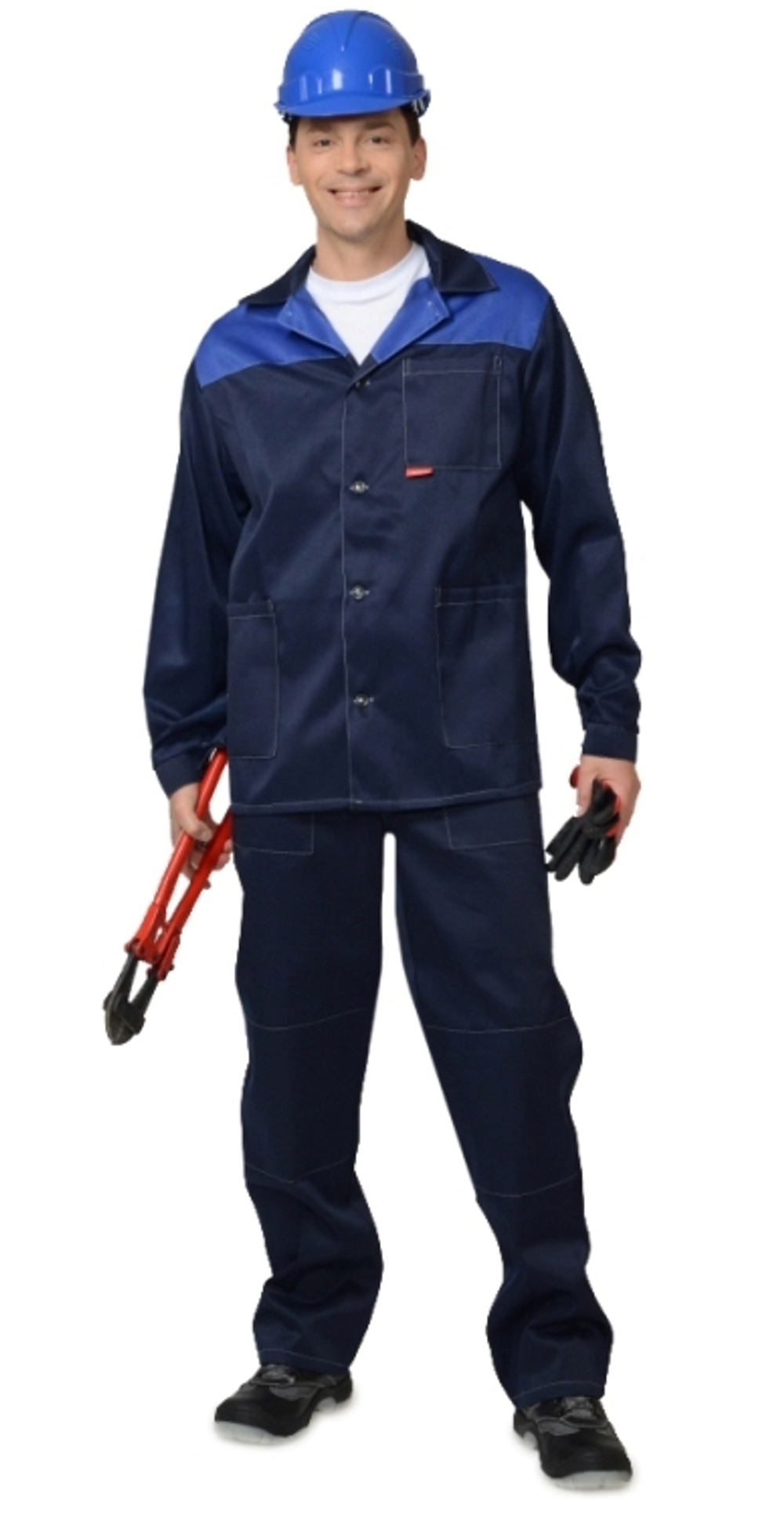 Костюм "ДАМАСК" : куртка длин., брюки темно-синий с васильковым