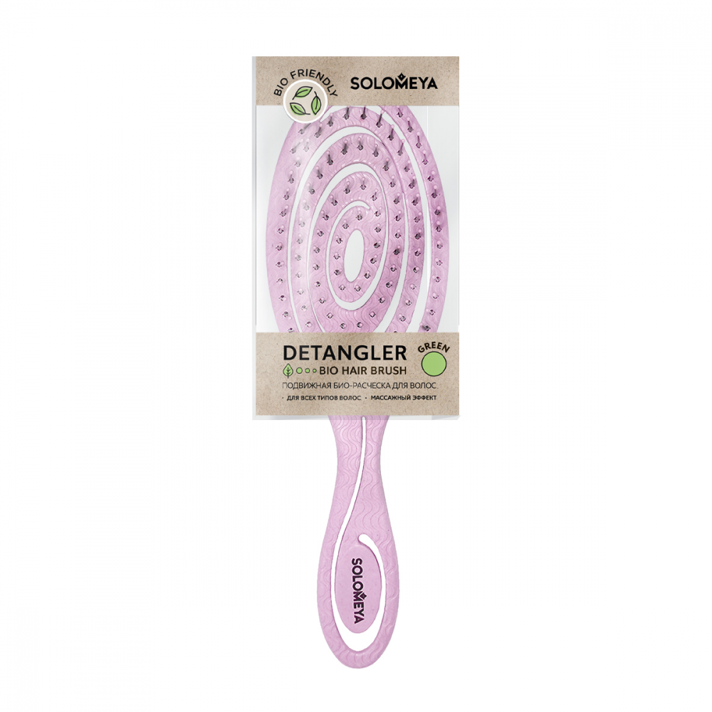 SOLOMEYA Расческа био для волос подвижная СВЕТЛО-РОЗОВАЯ Solomeya Detangling Bio Hair Brush Light