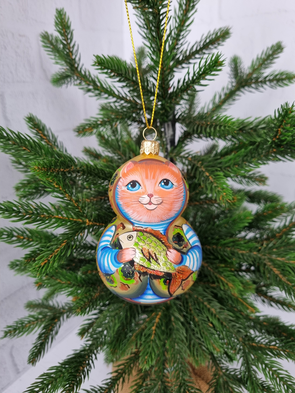 Котик Тимоша стеклянная игрушка