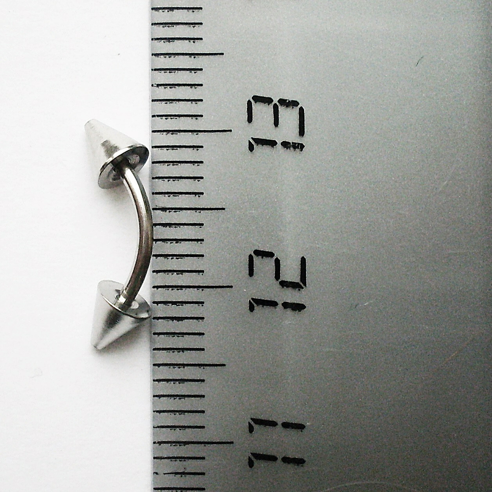 Для пирсинга брови микробанан 8 мм с конусным наконечником 4 мм из медицинской стали, толщина 1,2 мм. 1 шт
