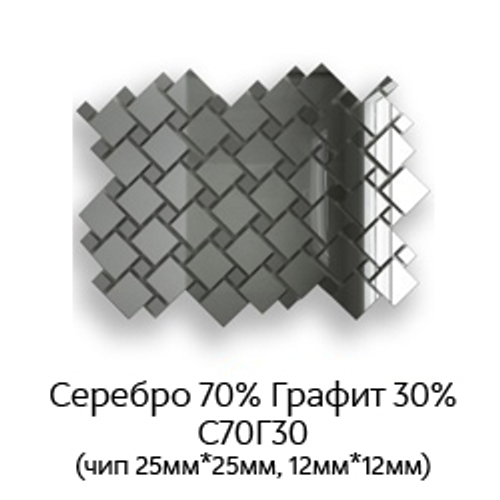 Зеркальная мозаика СЕРЕБРО (70%) + ГРАФИТ (30%) с чипом 25*25 и 12*12. С70Г30 (300х300мм)