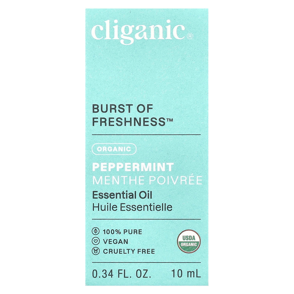 Cliganic, Органическое эфирное масло, перечная мята, 10 мл (0,34 жидк. Унции)