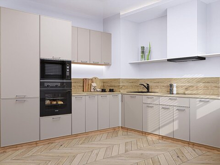 Угловая модульная кухня Квадро-02 Кашемир - Дуб Вотан 2140*2400/2150*600