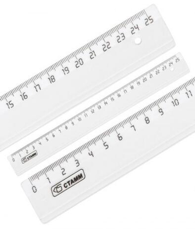 Линейка 25см прозрачная б/цв (Стамм)