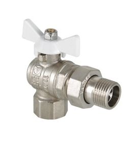 Кран шаровой Valtec Base VT.228.NW ВР/НР угловой с полусгоном белая ручка-бабочка