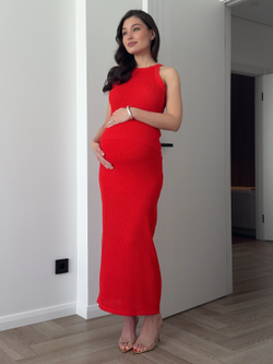 Комплект вязаный, базовый, топ и длинная юбка