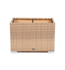 "Лунго" кашпо для цветов большое плетеное из искусственного ротанга, цвет соломенный