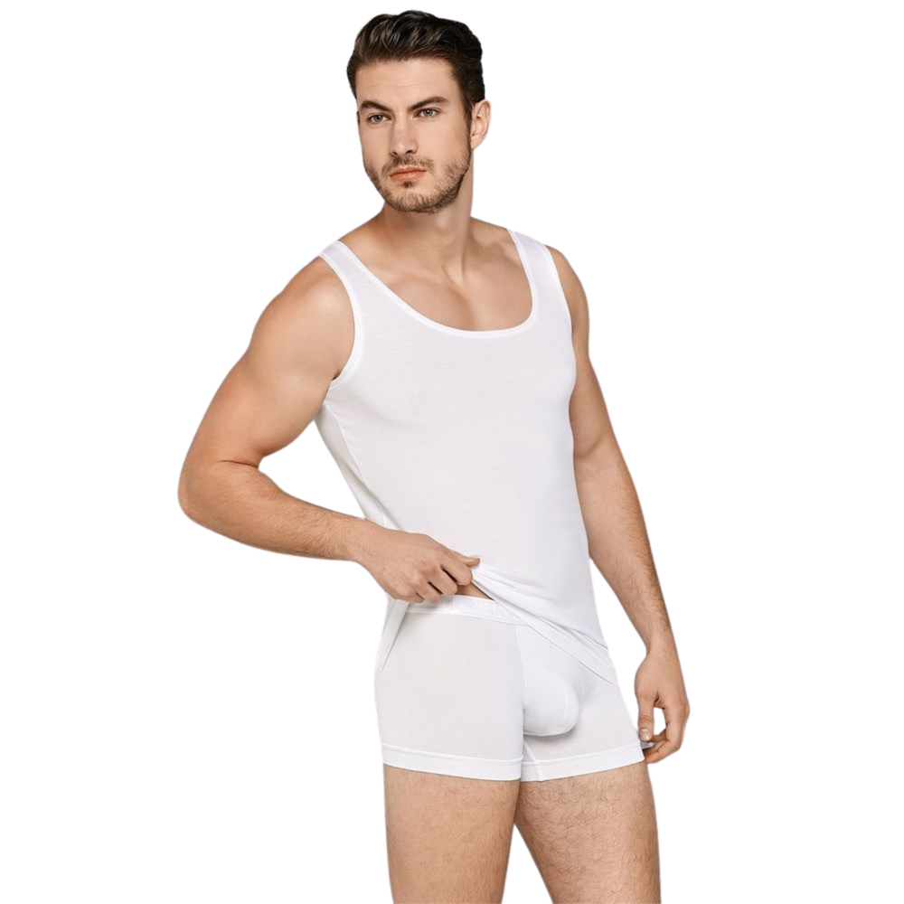 Мужской комплект майка и боксеры белые премиум-класса  Doreanse 3000