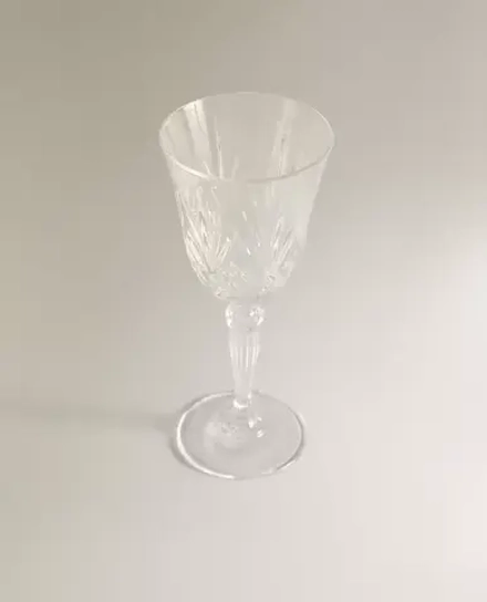 ZARA HOME БОКАЛ ИЗ ХРУСТАЛЬНОГО СТЕКЛА С ГРАВИРОВКОЙ ДЛЯ ВИНА, ПРОЗРАЧНЫЙ