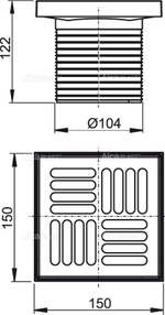 Решетка 150 ? 150 нержавеющая сталь AlcaPlast APV0400