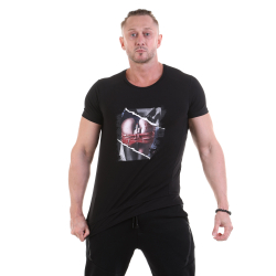 Мужская футболка с круглым вырезом черная с принтом Sesmik O002-1