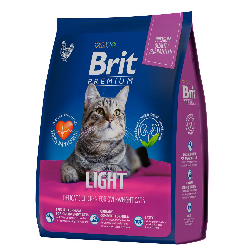Сухой корм Brit Premium Light с курицей для кошек с избыточным весом 800 г