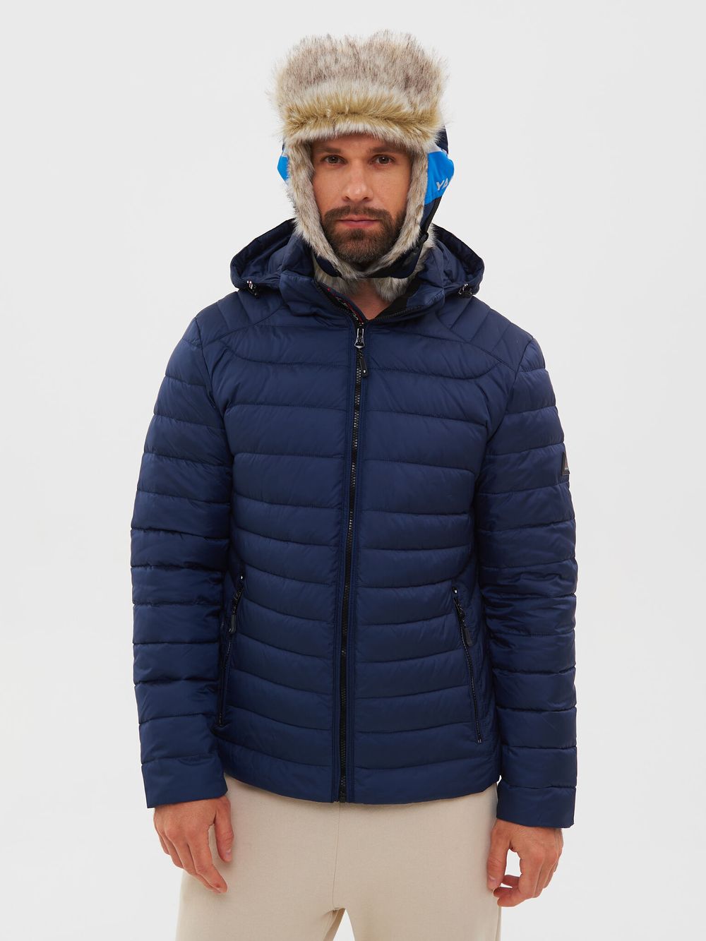 Шапка ушанка зимняя Yakutia цвет Тёмно-синий ткань Galaxy Breathable иск. мех Волк