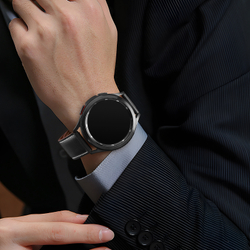 Ремешок из натуральной кожи черного цвета для смарт часов Samsung Galaxy Watch 45 и 46мм (размер крепления 22мм), серия YA Series от Dux Ducis