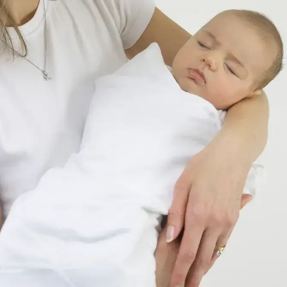 SwaddleDesigns Фланелевая пеленка для новорожденного - White with Dark Gray Trim